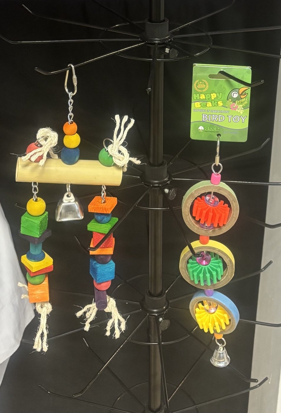 Colourful bird toys at WLD Pet Shop
